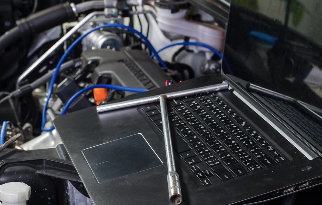 Laptop On Car Engine